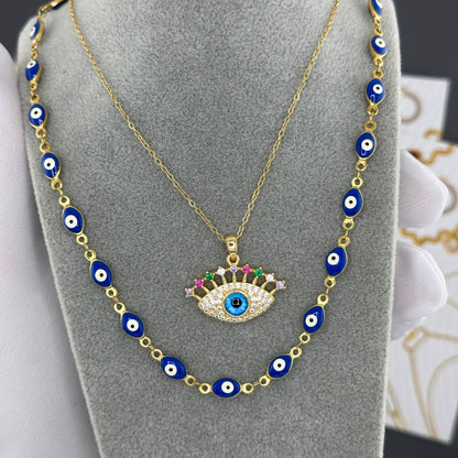 18K gold plated Stainless steel  Evil Eye necklace, Intensity