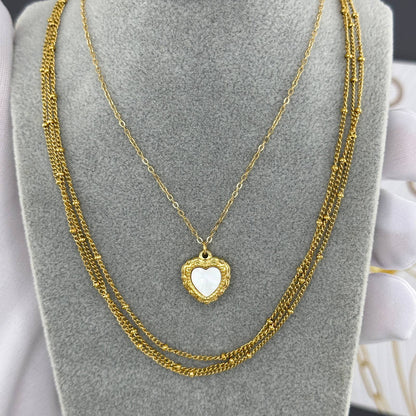 18K gold plated Stainless steel  Hearts necklace, Intensity