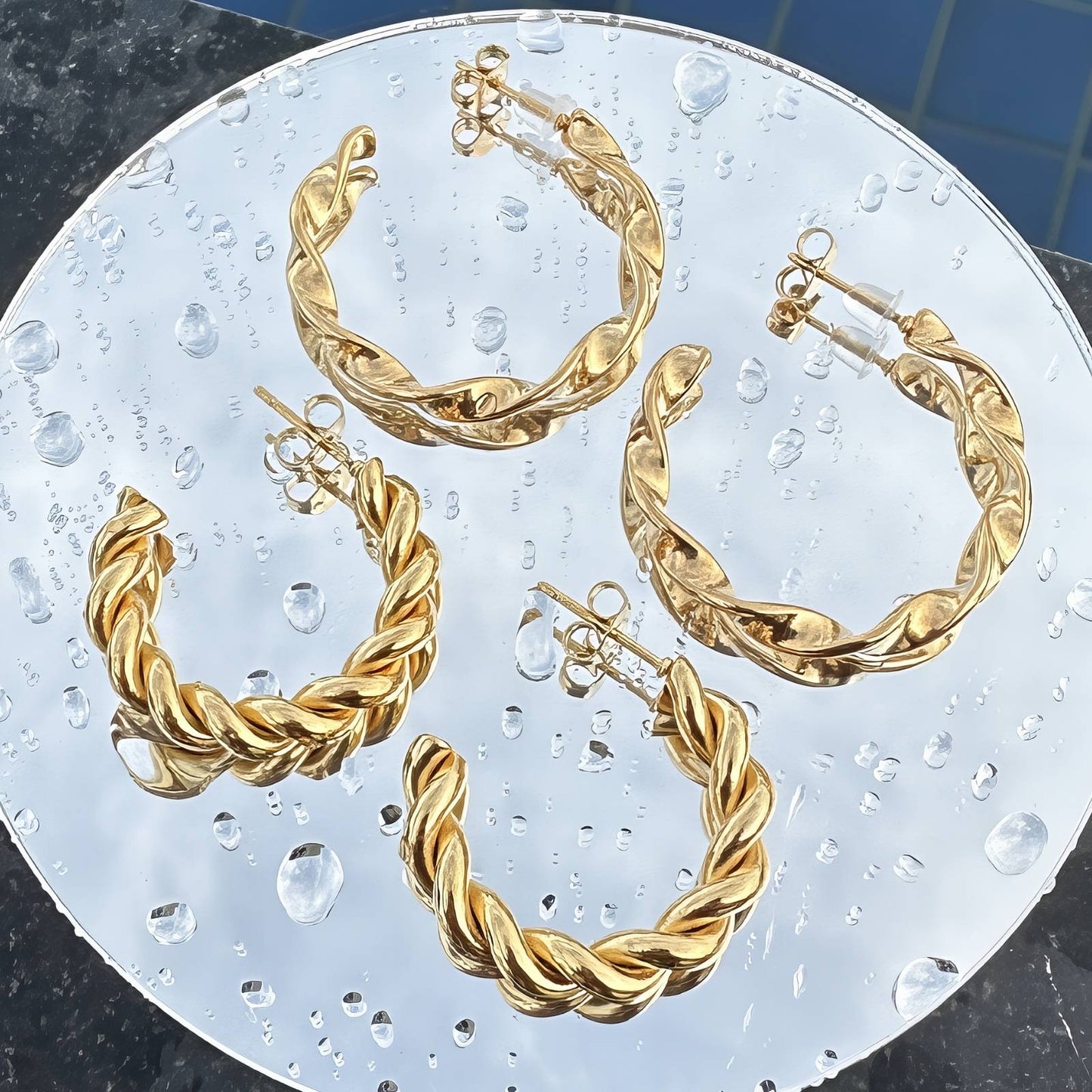 18K gold plated Stainless steel earrings, Intensity