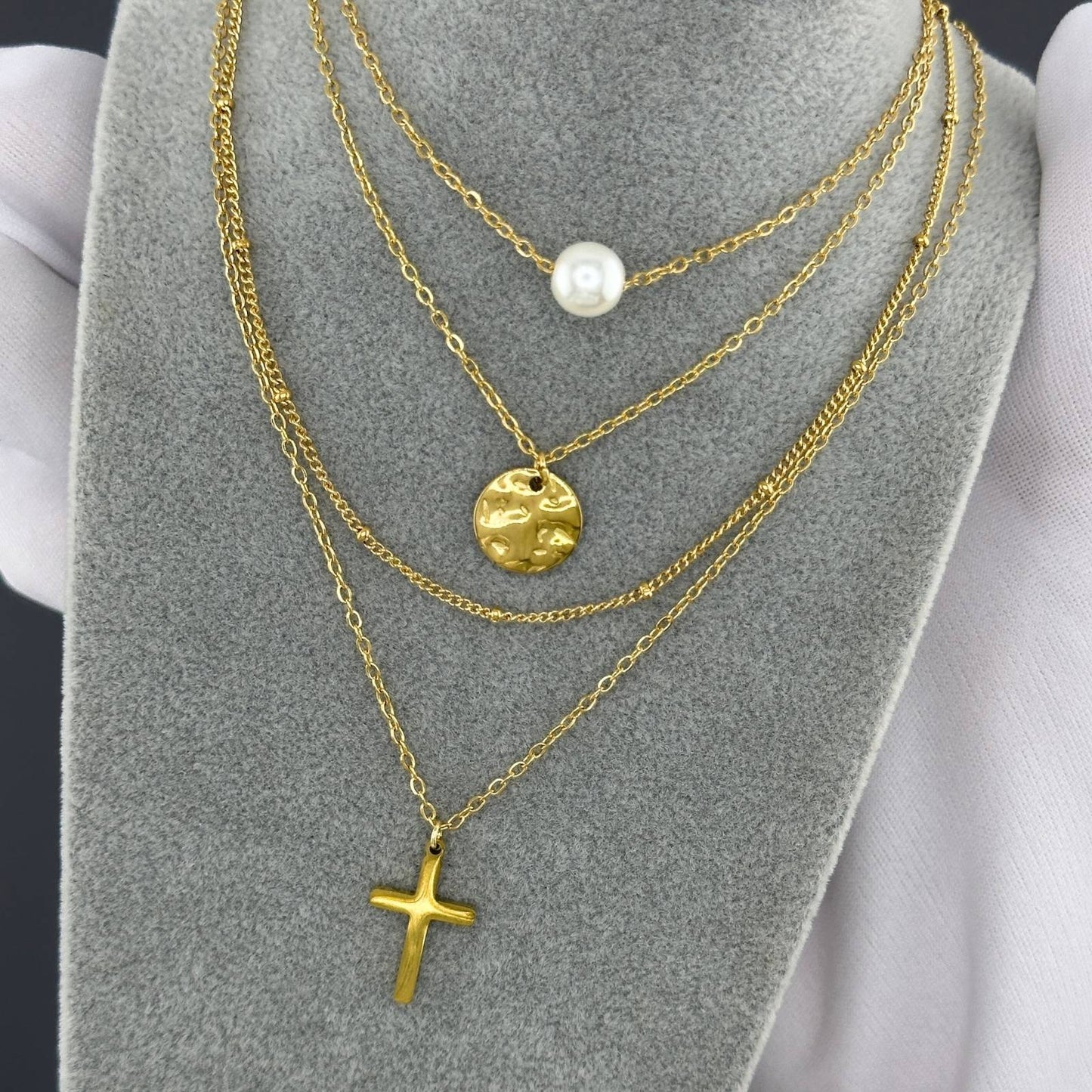 18K gold plated Stainless steel  Crosses necklace, Intensity