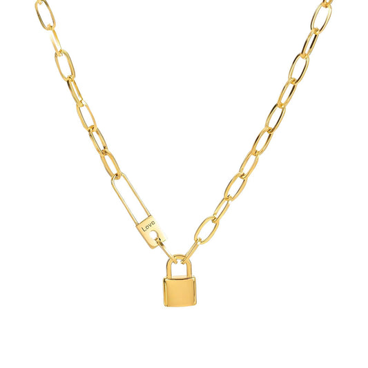 18K gold plated Stainless steel  Lock necklace, Intensity