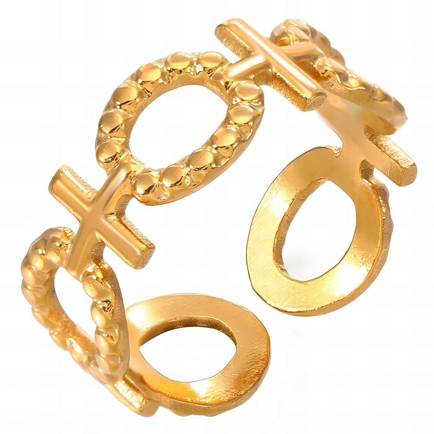 18K gold plated Stainless steel  Crosses finger ring, Intensity