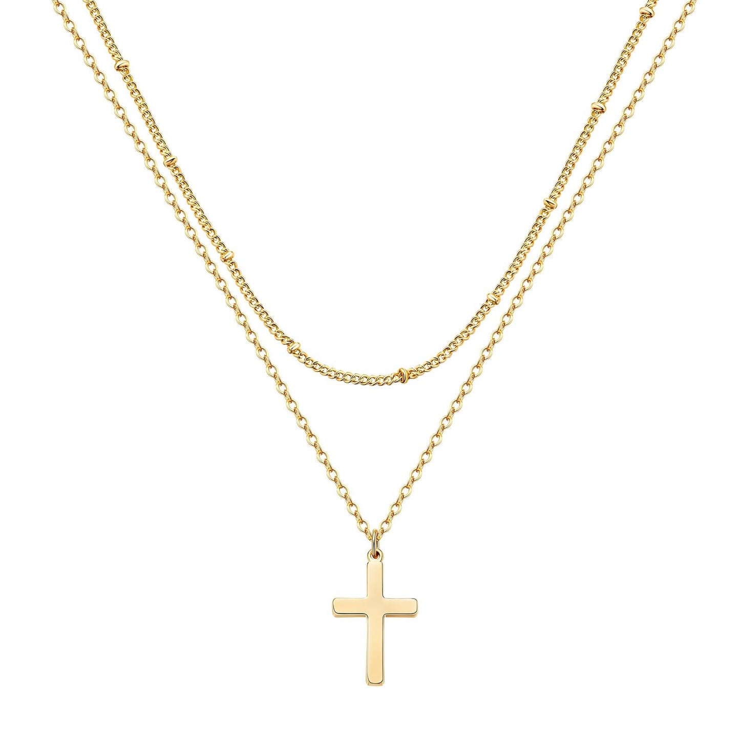 18K gold plated Stainless steel  Crosses necklace, Intensity