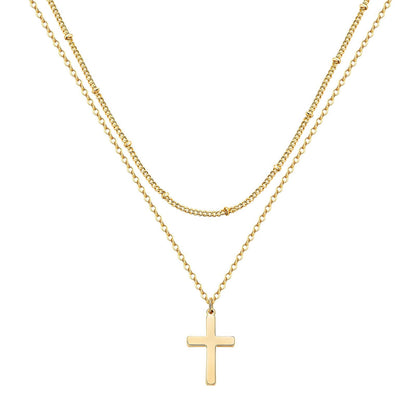 18K gold plated Stainless steel  Crosses necklace, Intensity