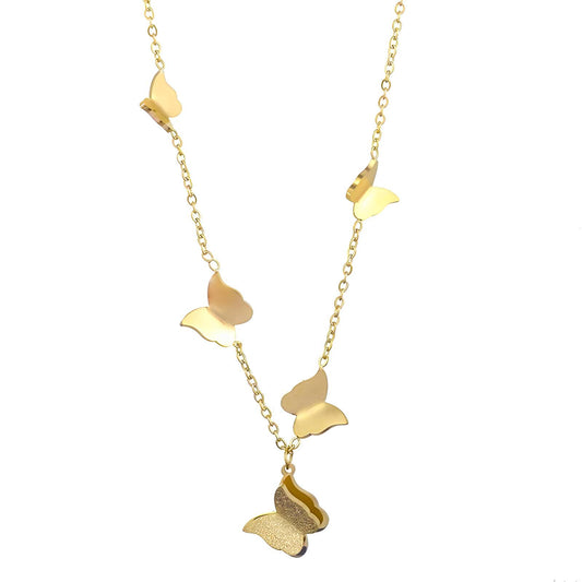 18K gold plated Stainless steel  Butterflies necklace, Intensity