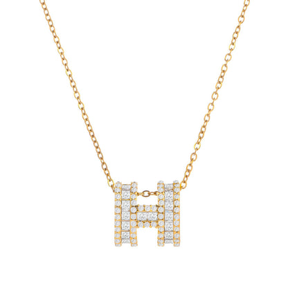 18K gold plated Stainless steel  Letter H necklace, Intensity