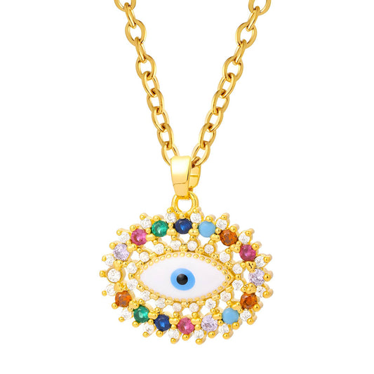 18K gold plated Stainless steel  Evil Eye necklace, Intensity