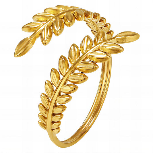 18K gold plated Stainless steel  Leafs finger ring, Intensity