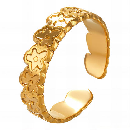 18K gold plated Stainless steel  Flowers finger ring, Intensity