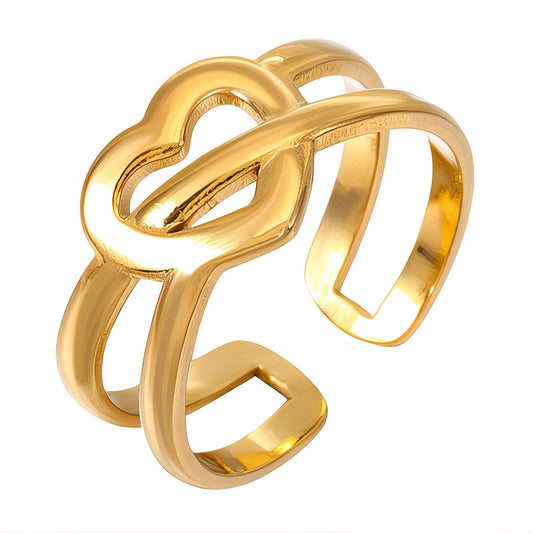 18K gold plated Stainless steel  Heart finger ring, Intensity