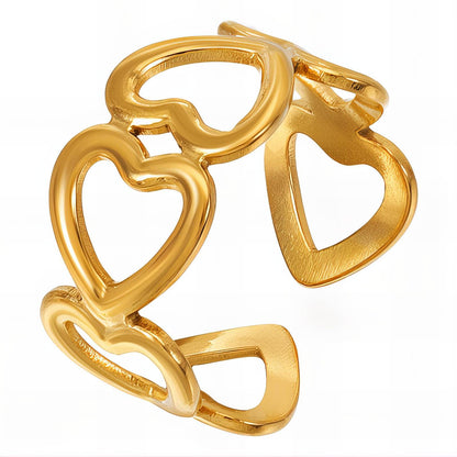 18K gold plated Stainless steel  Hearts finger ring, Intensity