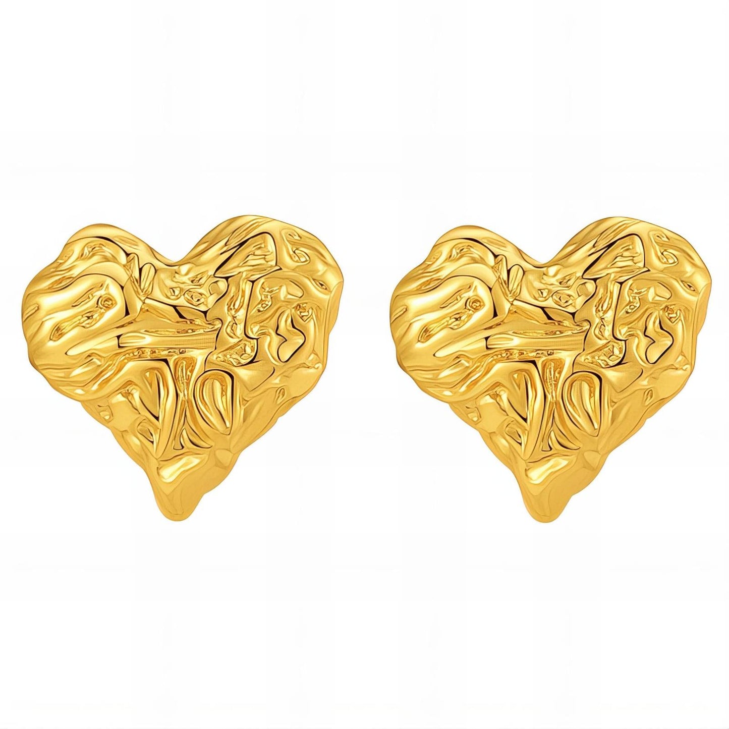 18K gold plated Stainless steel  Hearts earrings, Intensity