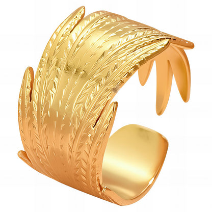 18K gold plated Stainless steel  Leafs finger ring, Intensity