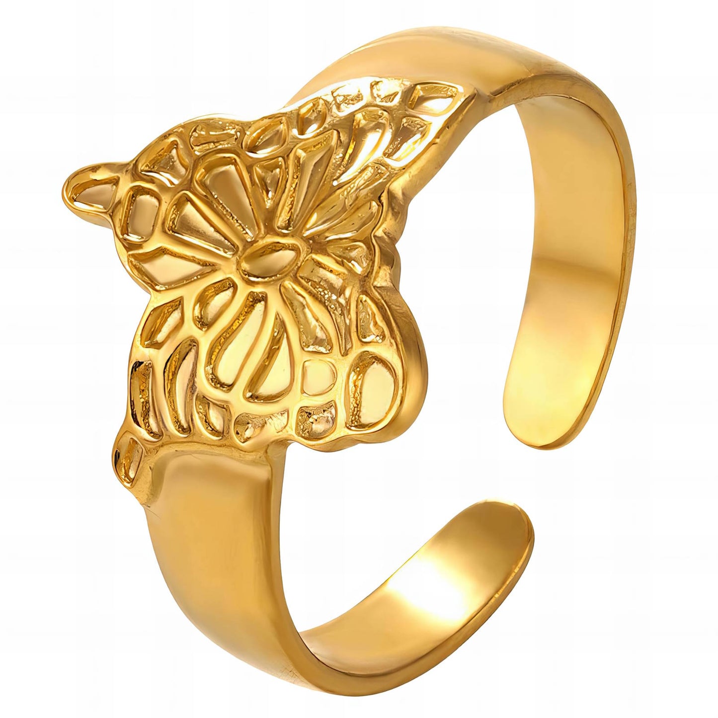 18K gold plated Stainless steel  Butterfly finger ring, Intensity