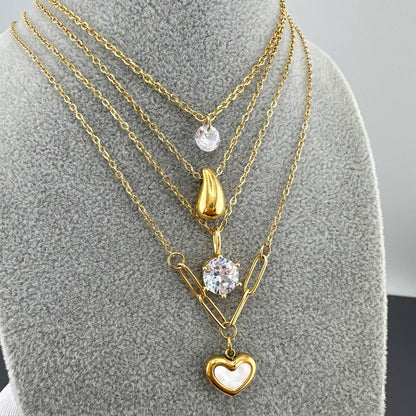 18K gold plated Stainless steel  Hearts necklace, Intensity