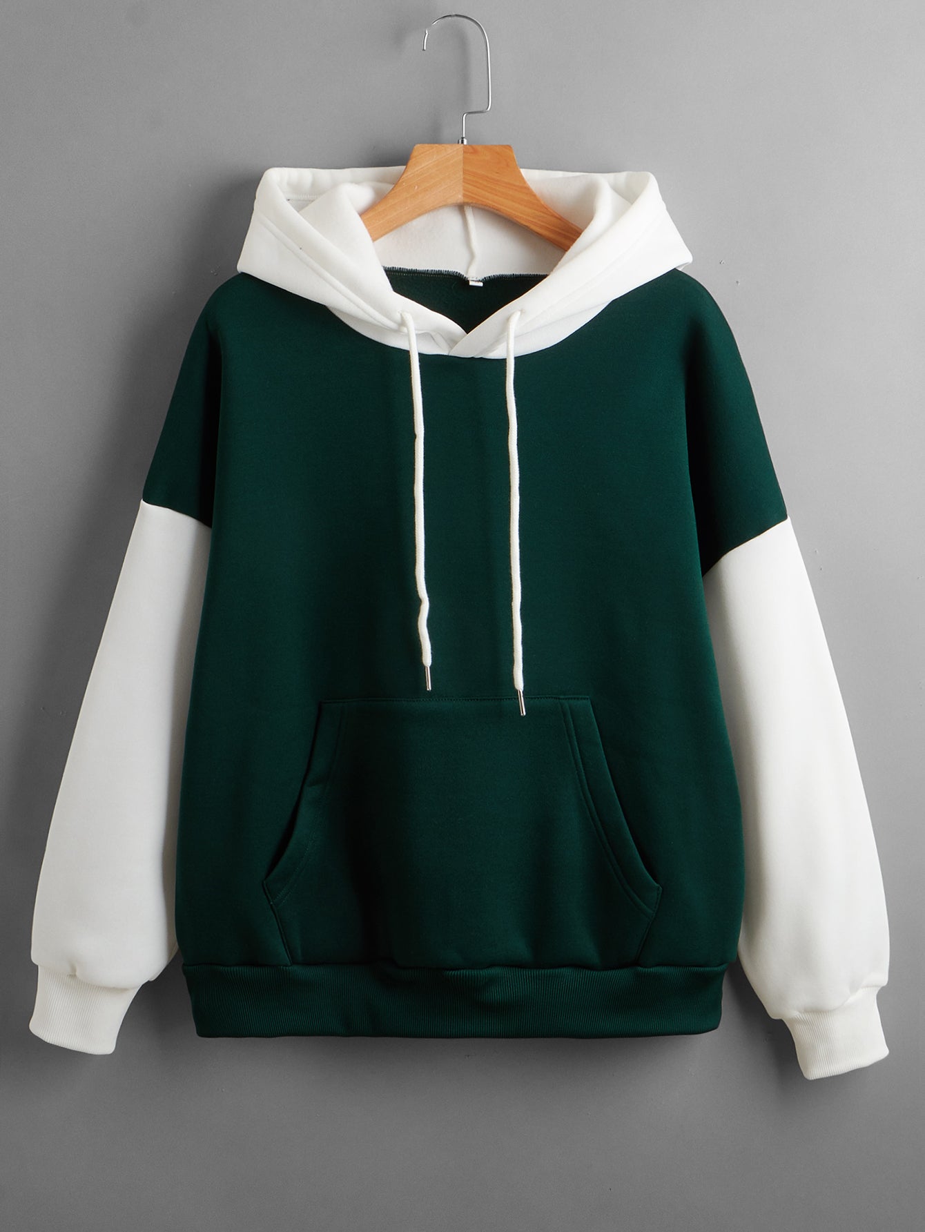 Fleece Lined Thickened Hooded Color Matching Hoodie Women Fashionable Autumn Winter Korean Contrast Color  Delivery