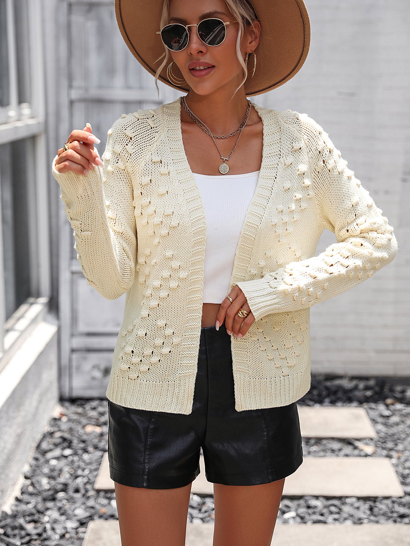 Autumn Winter Women Knitted Three Dimensional Pattern Cardigan Coat Sweater Women