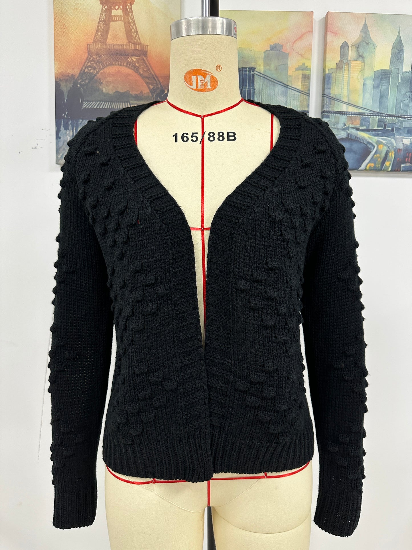 Autumn Winter Women Knitted Three Dimensional Pattern Cardigan Coat Sweater Women