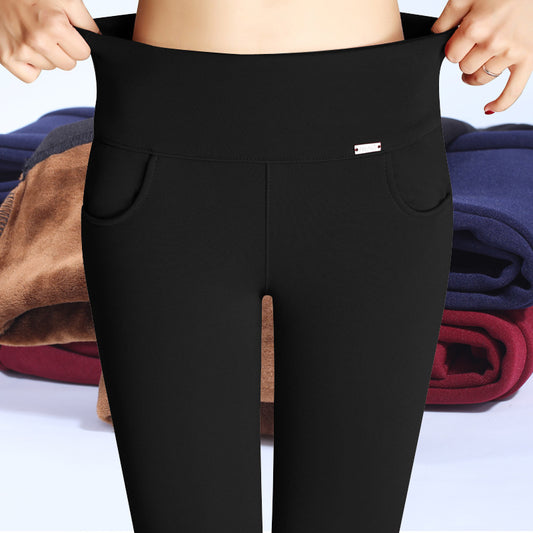 fleece padded slim outer wear leggings