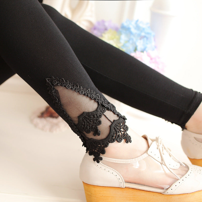 Cotton Lace Decoration Leggings