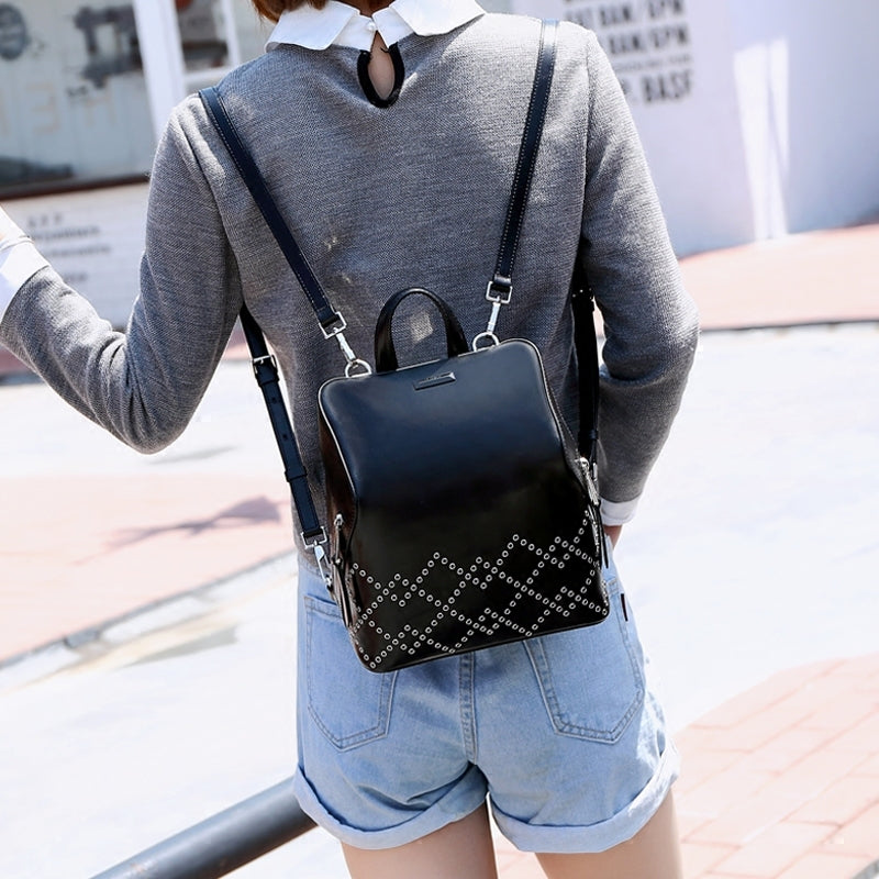 Leisure Anti-theft Top Leather Rivet Bag