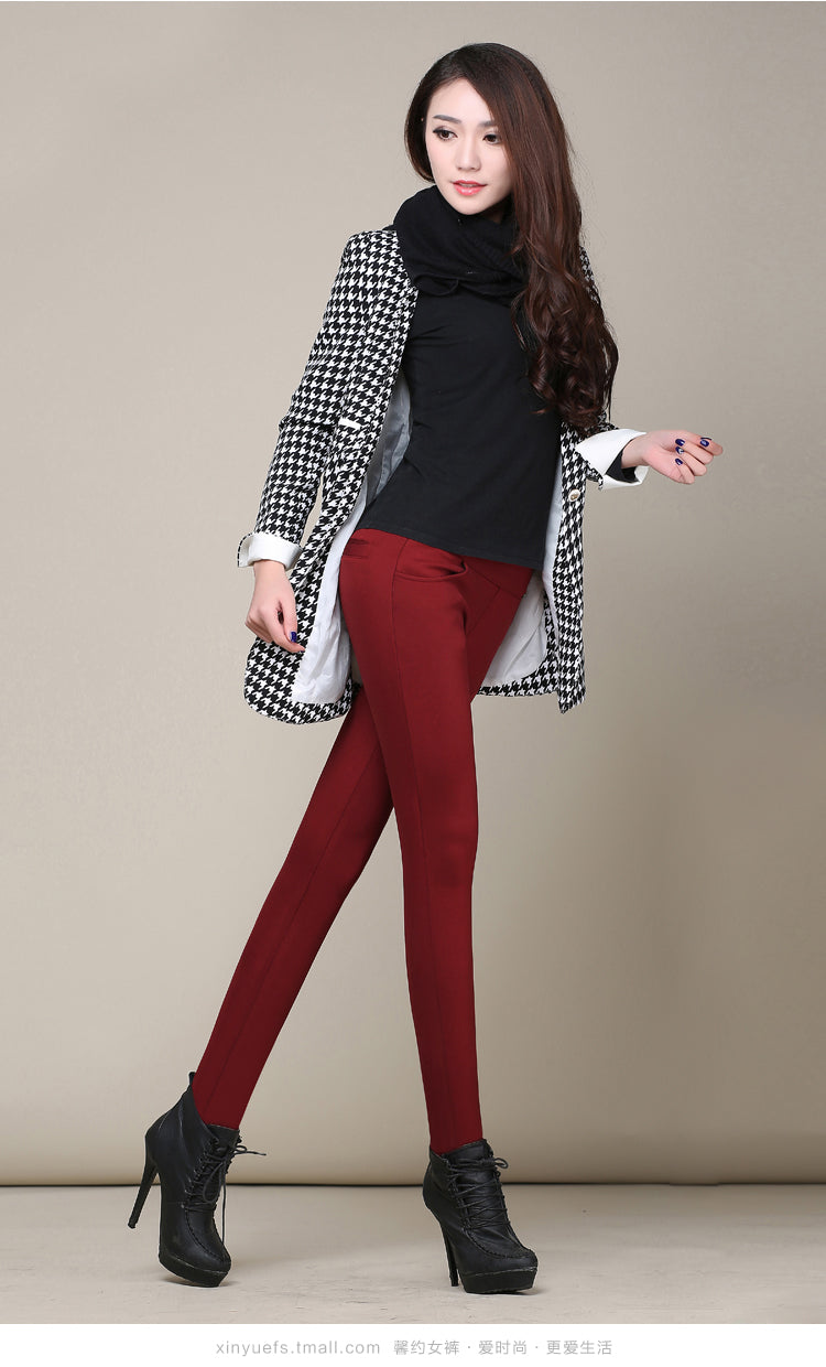 fleece padded slim outer wear leggings