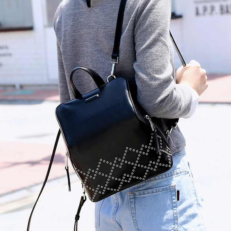 Leisure Anti-theft Top Leather Rivet Bag