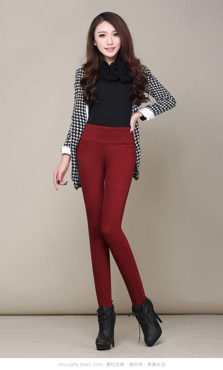 fleece padded slim outer wear leggings