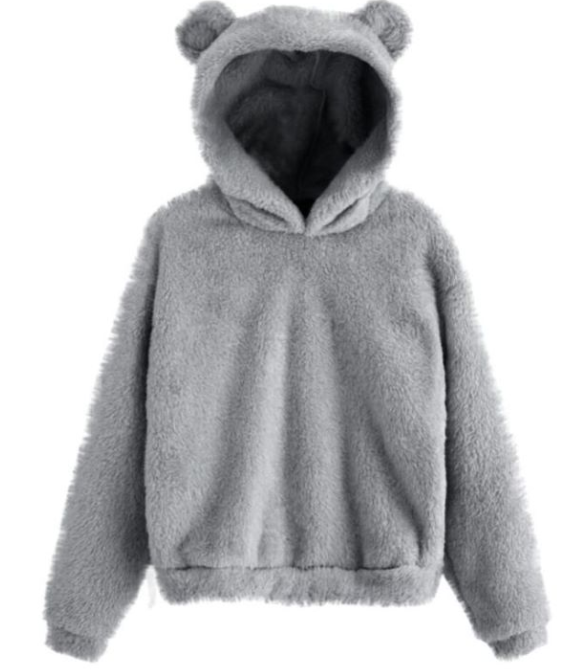 Fluffy Rabbit Ears Hooded Warm   Plus size