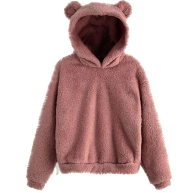 Fluffy Rabbit Ears Hooded Warm   Plus size